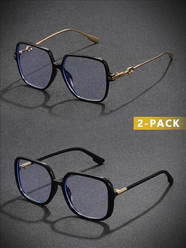 

CRIXALIS 2Pcs Square Casual Fashion Anti Blue Light Glasses For Women And Men Brand Designer Unisex Transparent Lense Glasses