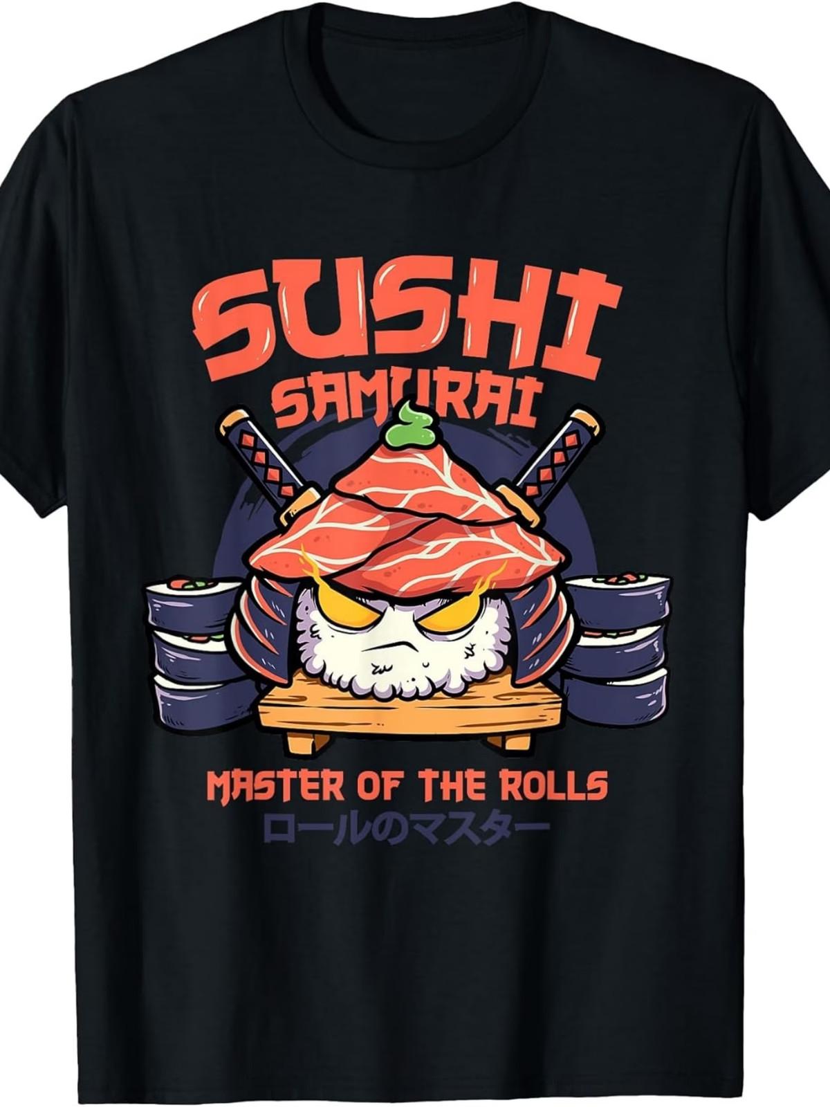 Kawaii Samurai Sushi Shirt for Japanese Anime Sushi Lover T-Shirt.jpgSame Style S разноцветный