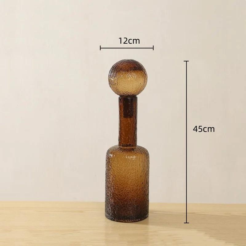 

Brown Glass Vase Glass Jar with Lid Flower Vase Glass Candle Holder Clear Aromatherapy Bottle Home Decoration Accessories