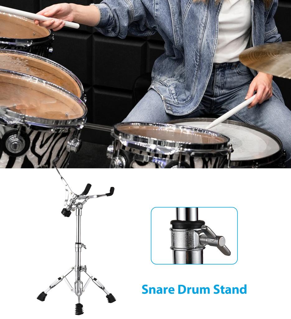 Snare Drum Stand Foldable Detachable Bracket 22mm Pipe Diameter Adjustable Height Tripod Snare