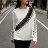 European and American Style Dark Printed Round Neck Long Sleeved Retro Street Trend Pullover Top