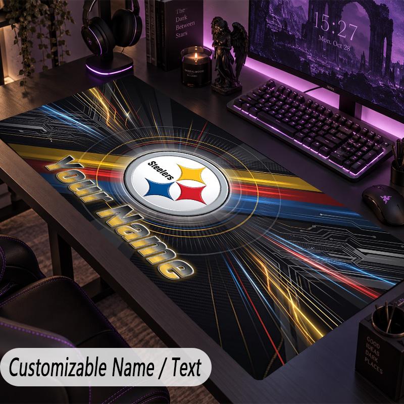 Large Mouse PadPittsburgh Steelers Custom Name Text Personalized Desk Mat Non Slip Gaming Pad
