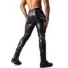 Pantaloni Lunghi Casual Skinny Elasticizzati Slim Fit in Ecopelle PU da Uomo