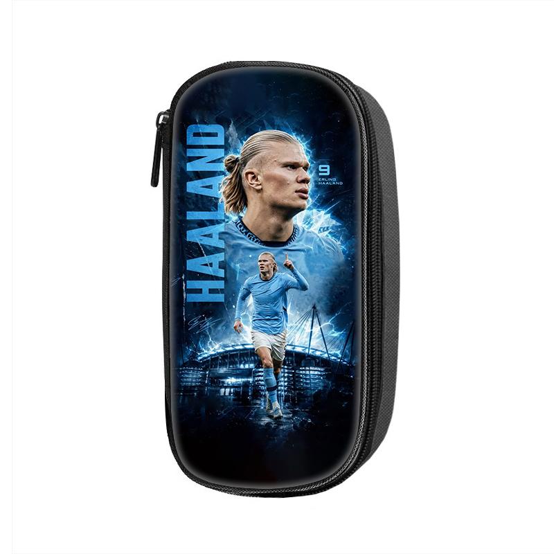 Haaland Pattern Pencil Case Makeup Bag Football Star Pen Bag Student Big Capacity Sports School Supplies Zipper Pencil Pouch