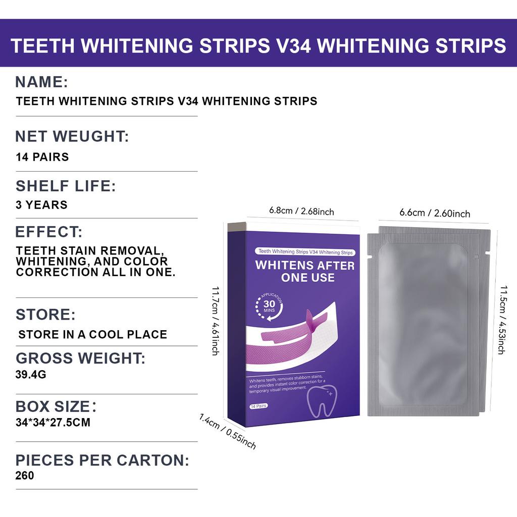 V34 Teeth Whitening Strips Stain Removing
