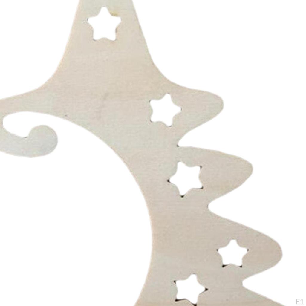 5 Pieces Christmas Tree Crafts Graffiti Unfinished Tabletop Decor DIY Wooden