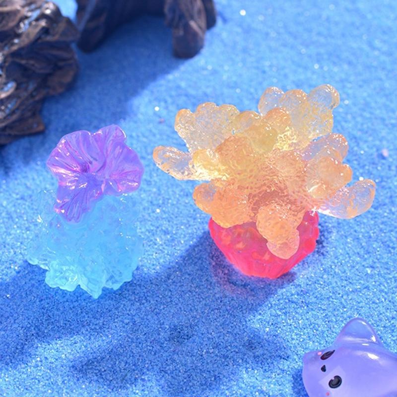 Marine Luminous Coral Micro Landscape Ornaments Glowing Coral Oyster Diy Desktop Fish Tank Aquarium Decor Toys Dollhouse Model