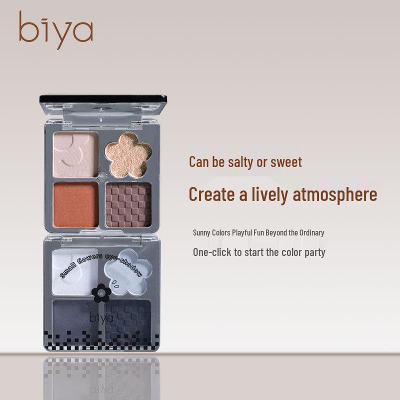 Makeup Biya Dreamy Haze Eyeshadow Palette: 4-Color Matte, Shimmer & Glitter