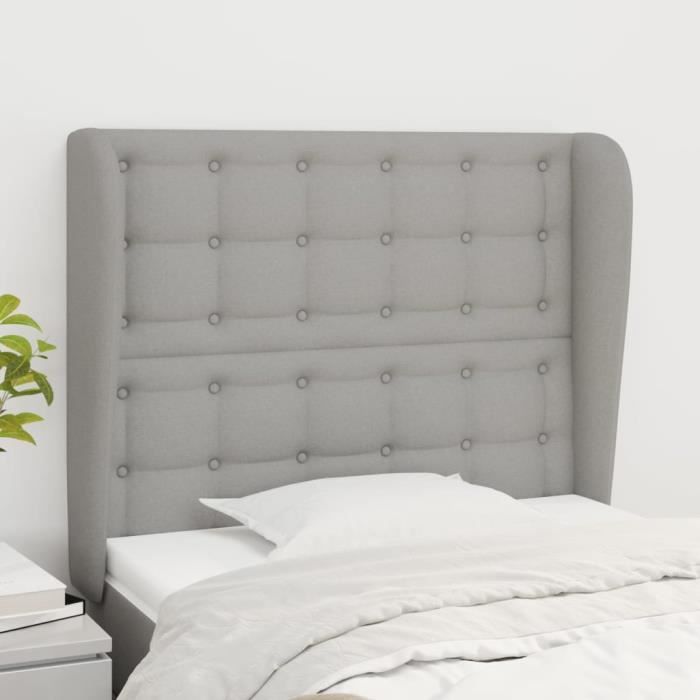 VidaXL Headboard with Ears Light Grey 103x23x118-128 Cm Fabric3118380