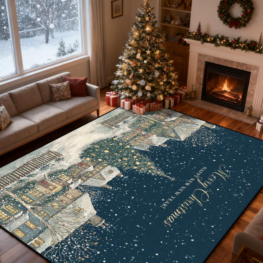 Christmas Style Big Living Room Rugs Home Decoration Luxury Bedroom Carpet Cartoon Washable Mat for Lounge Floor Rug Dining Room