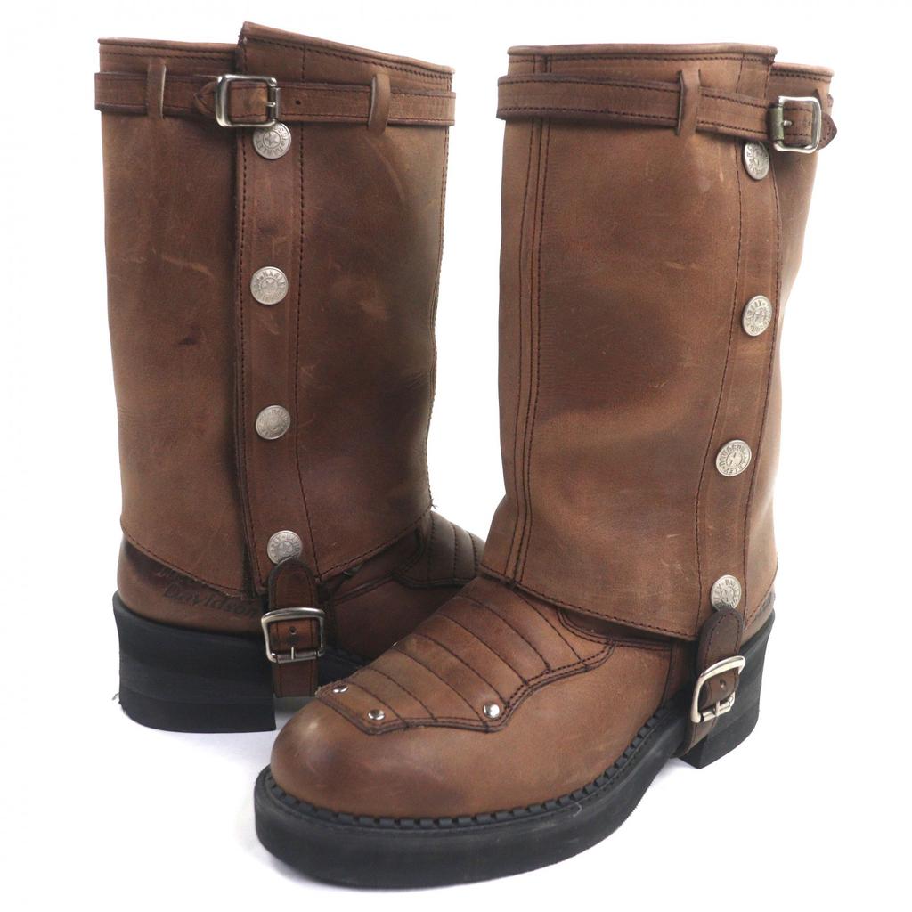 Great HARLEY DAVIDSON Knee-high boots 2WAY Brown leather mens 7.5 Used