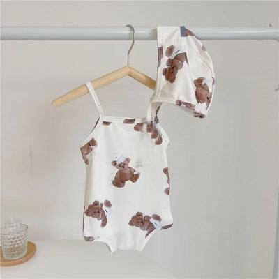 Ins24 Summer Swimsuit Set: Baby Girl Romper, Swimming Cap & Sling Bag