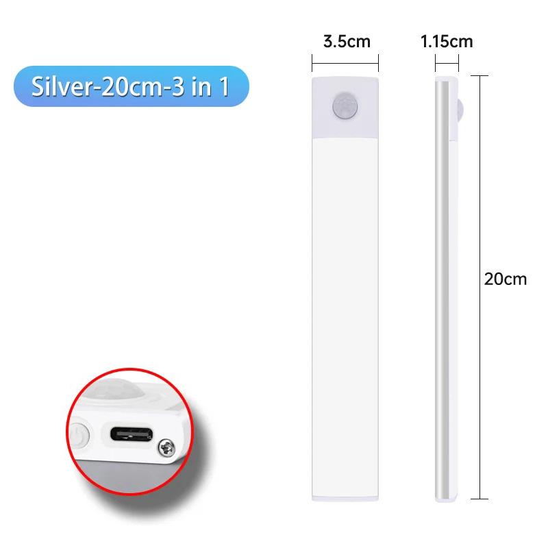 10-60cm Led Night Light Motion Sensor Under Cabinet Lights Thin Rechargeable Wireless Lamp for Kitchen Cabinet Bedroom Lighting