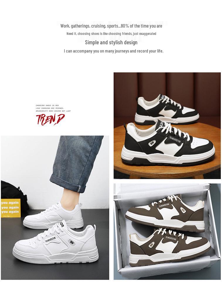 Men's Korean-Style Breathable White Sneakers - Trendy, Thick-Soled, Casual Sports Shoes for Summer