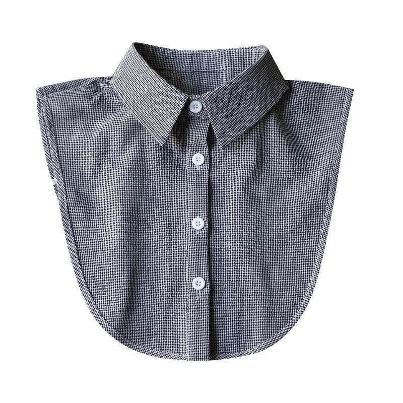 Women's Black Jacquard Cotton Dickey - Versatile Fake Collar for Spring Sweaters 