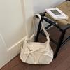 New Trendy Versatile Drawstring Pleated Dumpling Bag Large Capacity Literary and Leisure Plaid Shoulder Messenger Bag