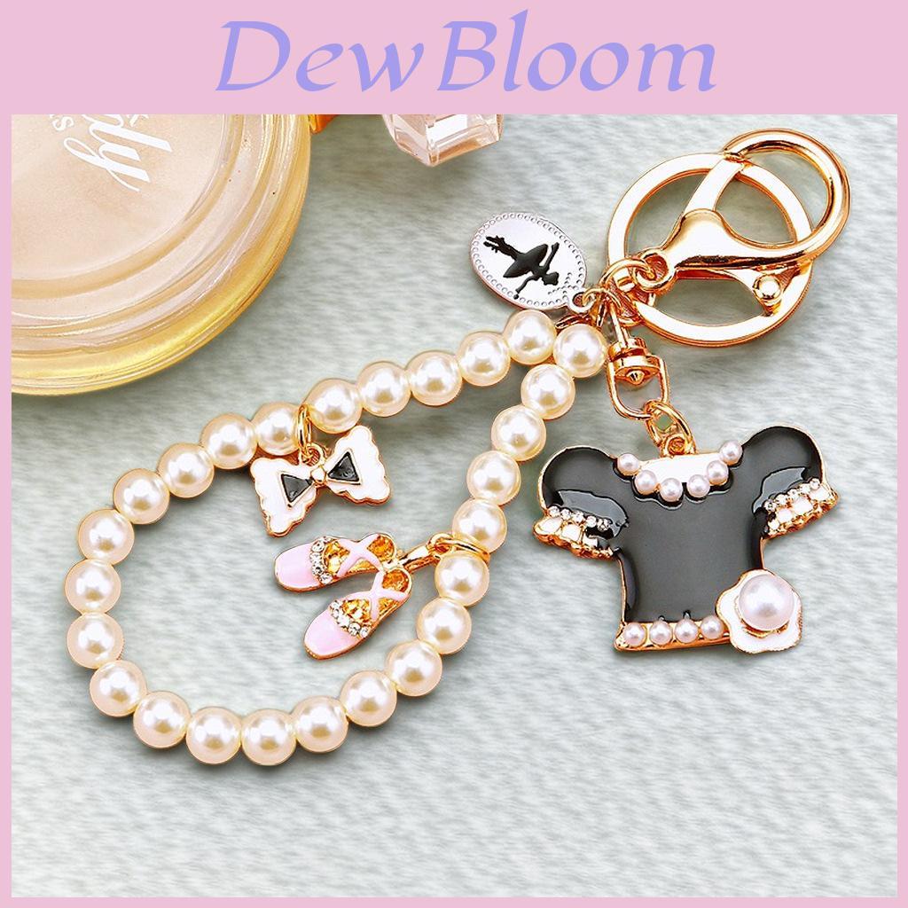 Elegant Pearl And Crystal Butterfly Bow Keychain Cute Zinc Alloy Car Accessory Gift