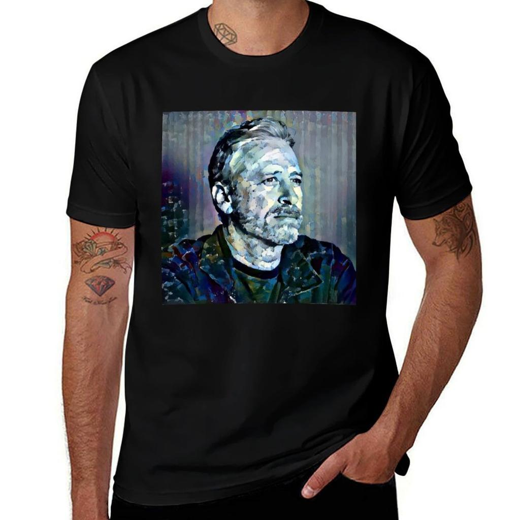 Jon Stewart Pop Art Portrait TShirt Athletic Quick Dry TShirt for Men