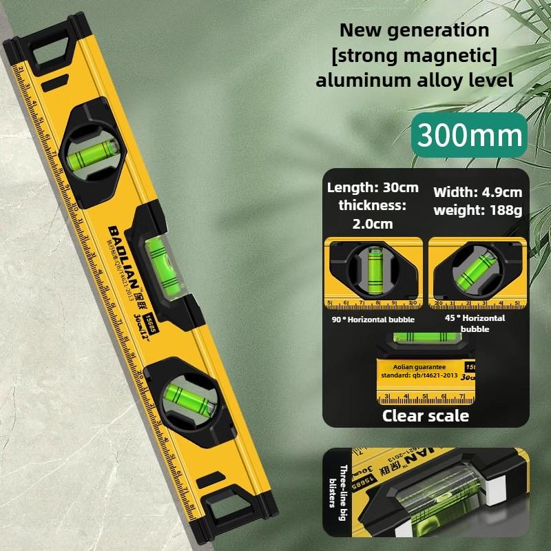 High Precision Level Ruler Portable Construction Spirit Level Strong Magnet Aluminum Alloy Balance Ruler Measuring Manual Tools