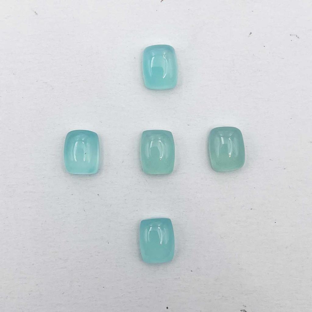 Natural Aqua Chalcedony Rectangle Cushion Cabochon Loose Gemstone Lot 17 Pcs 7*9 MM 43 CT For Jewelry Making