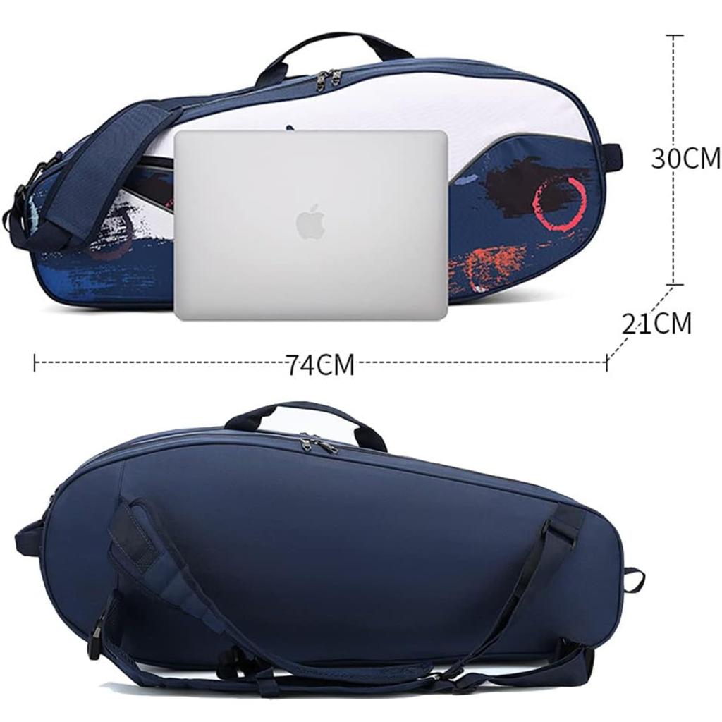 FMAFNLY Racket Bag Racket Bag Rucksack Tennis Racket Case Badminton Bag Tennis Bag 6 Pieces 2 Rooms Shoe Storage Waterproof Material Easy To Carry