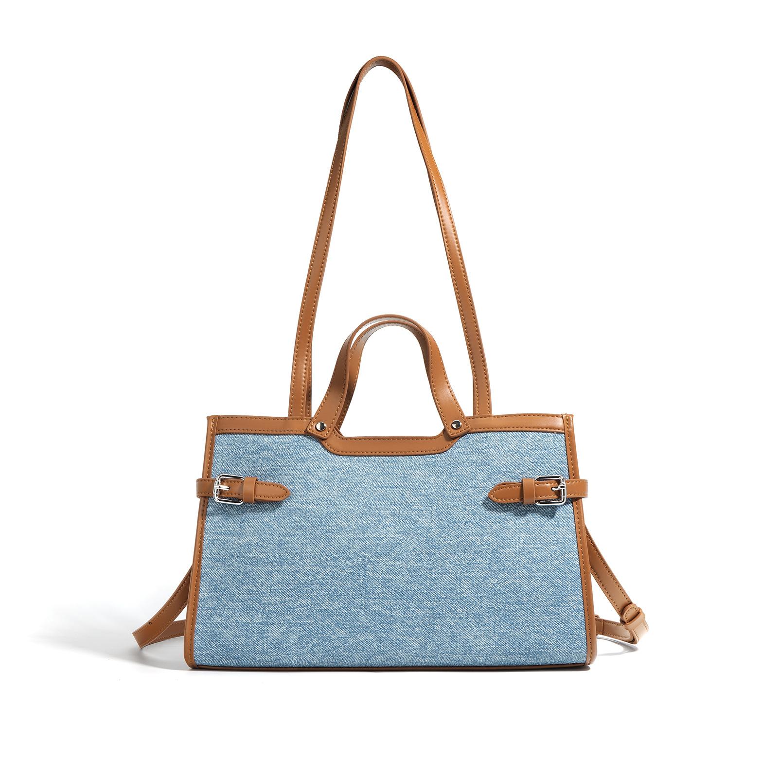 

Новая сумка-тоут из коровьей кожи для пресбиопии, сумка под мышку для работы и поездок большой вместимости, сумка для мамы, портативная сумка для покупок. синий