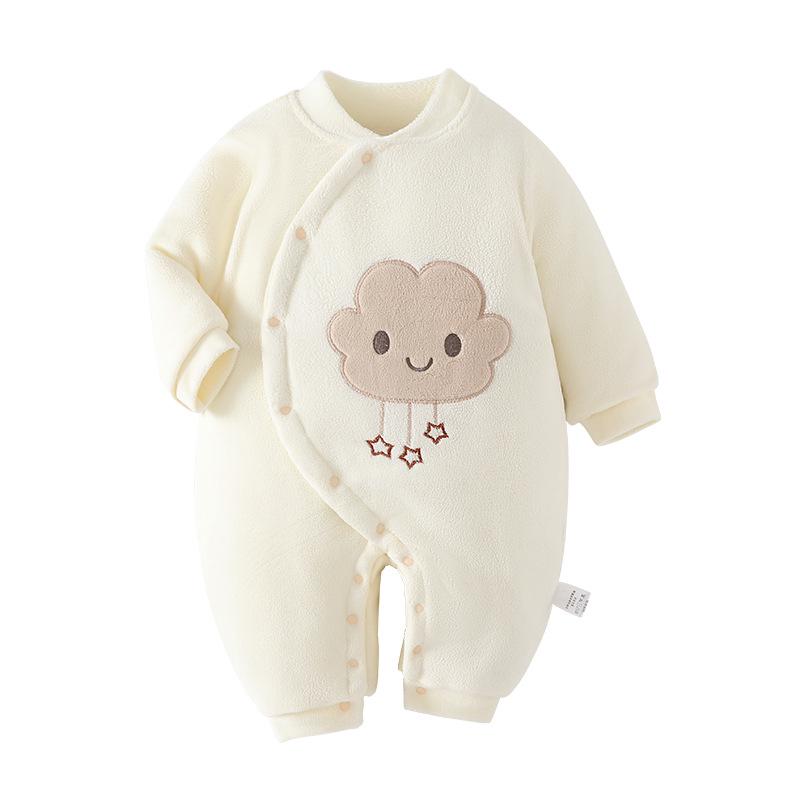 Verdickter warmer Fleece-Baby-Strampler für Herbst/Winter - Neugeborenen-Wattierter Krabbelanzug