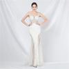 Lace Lace Permed Fishbone Vest Waist Low Chest Off The Shoulder High-end Small Trailing Evening Dress