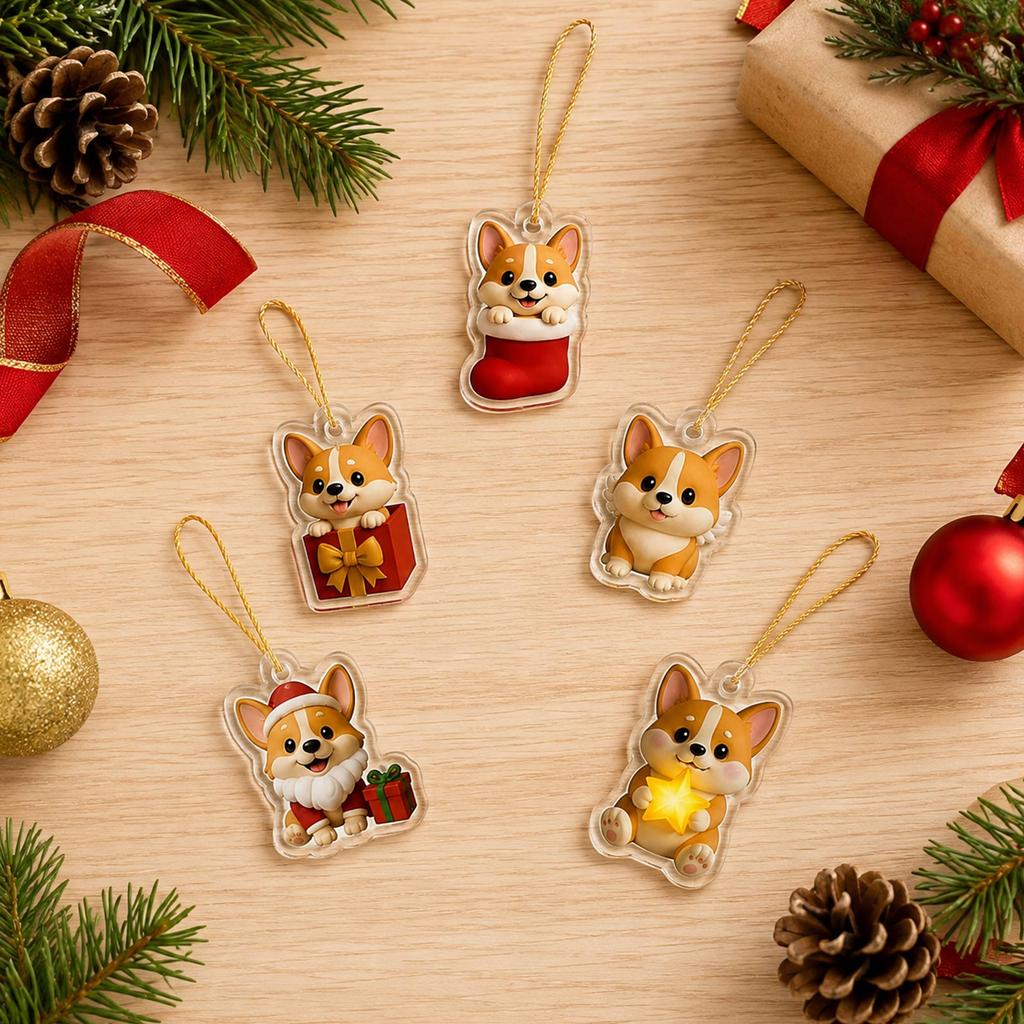 2026 Advent Calendar with Cute Pet Series Christmas Tree Hanging Ornaments