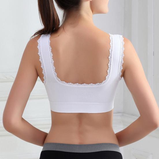 Jednobarevné dámské krajkové lemování Bezešvé vycpané drátěné podprsenky Crop Top spodní prádlo