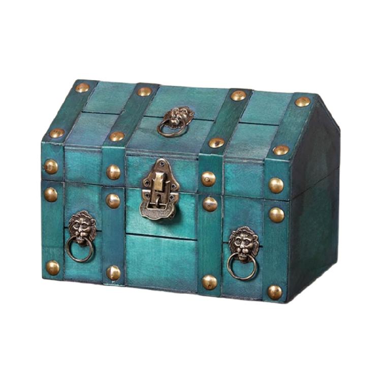 Традиционный деревянный сундук для хранения Безвременная система запирания Компактные органайзеры Декоративный домашний акцент Контейнер для хранения зелёный 2370₽
