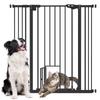Extra Tall Pet Gate, Indoor Dog Safety Gate, with Cat Flap, Auto Close, 74-101cm Wide - Black