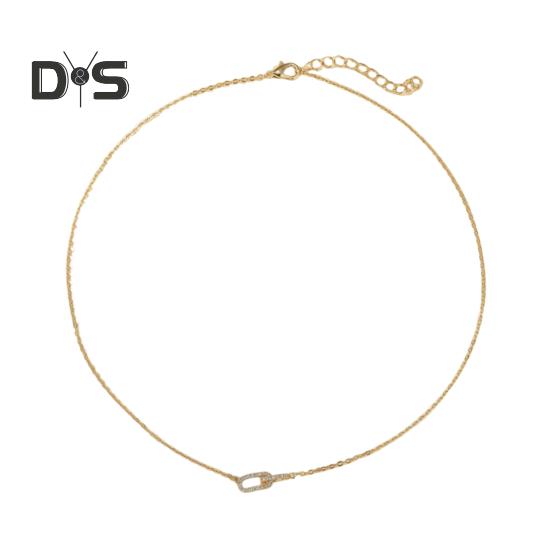 

Женское ожерелье со стразами, подвеска-скрепка, регулируемая, с удлиненной полой цепочкой, женское ожерелье на ключицу, ювелирное украшение на шею золотистый