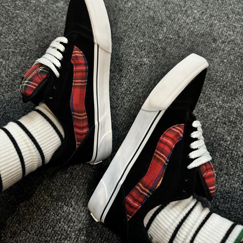 Dicke Zunge Amerikanische Schuhe mollige Brotbrettschuhe Retro weiß-schwarze kontrastierende Freizeitschuhe