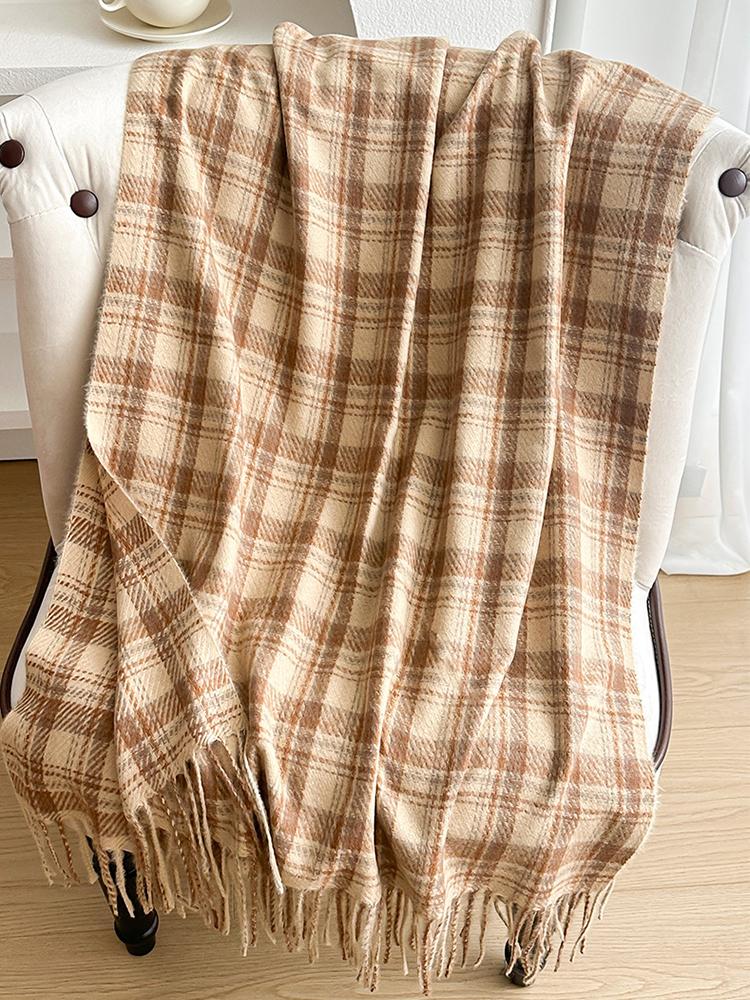 Autumn Winter Women Knitted Scarf Lady Men Sweet Preppy Casual Plaid Tassel Scarve Wrap Shawl Femme Male Unisex Fashion New