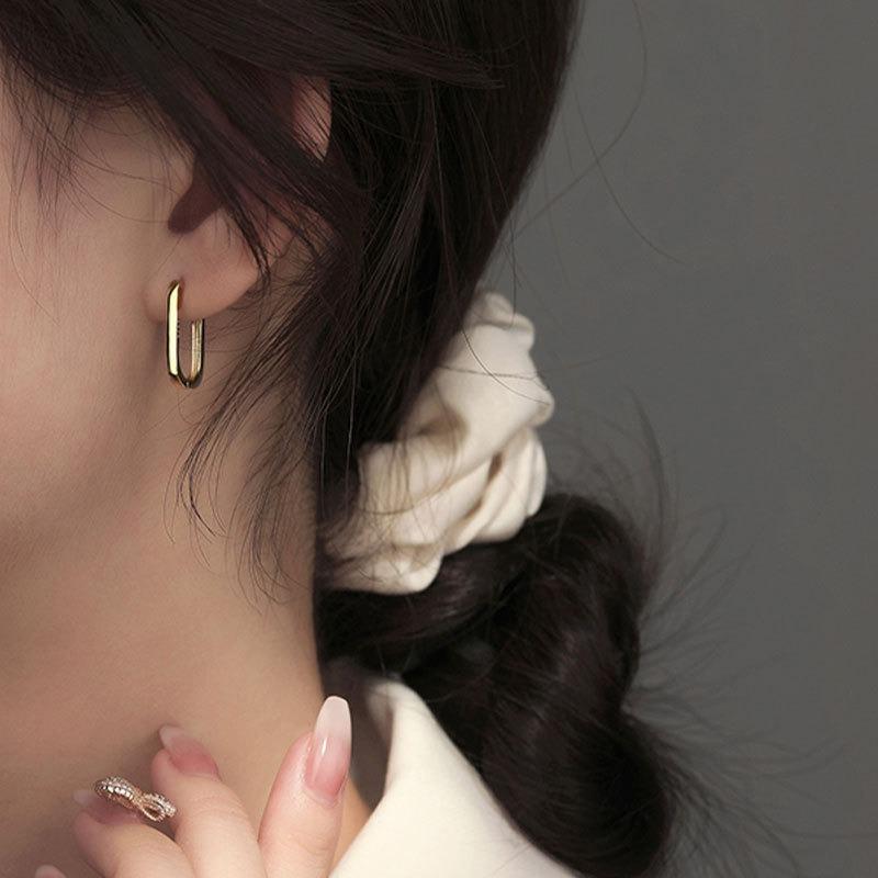 925 Silver New Trendy O-Shape Square Hoop Earrings Temperament Simple Charm Elegant Jewelry Accessories
