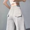 Women's Gray Sports High Waist Hanging Loose Slimming Straight Leg Wide Leg Pants American Sweatpants