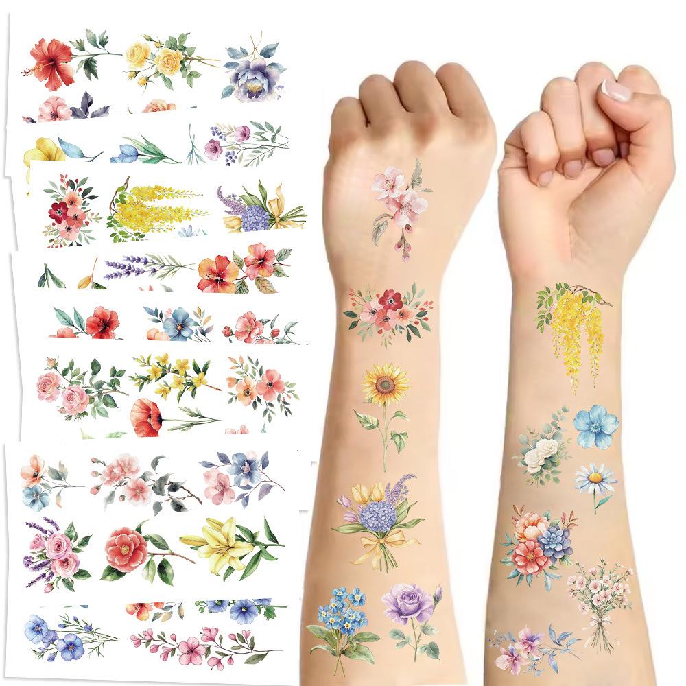 

New Colorful Flower Series Tattoo Stickers Waterproof Party Party Gift Funny DIY Fun Face Flower series (10 sheets/pack)