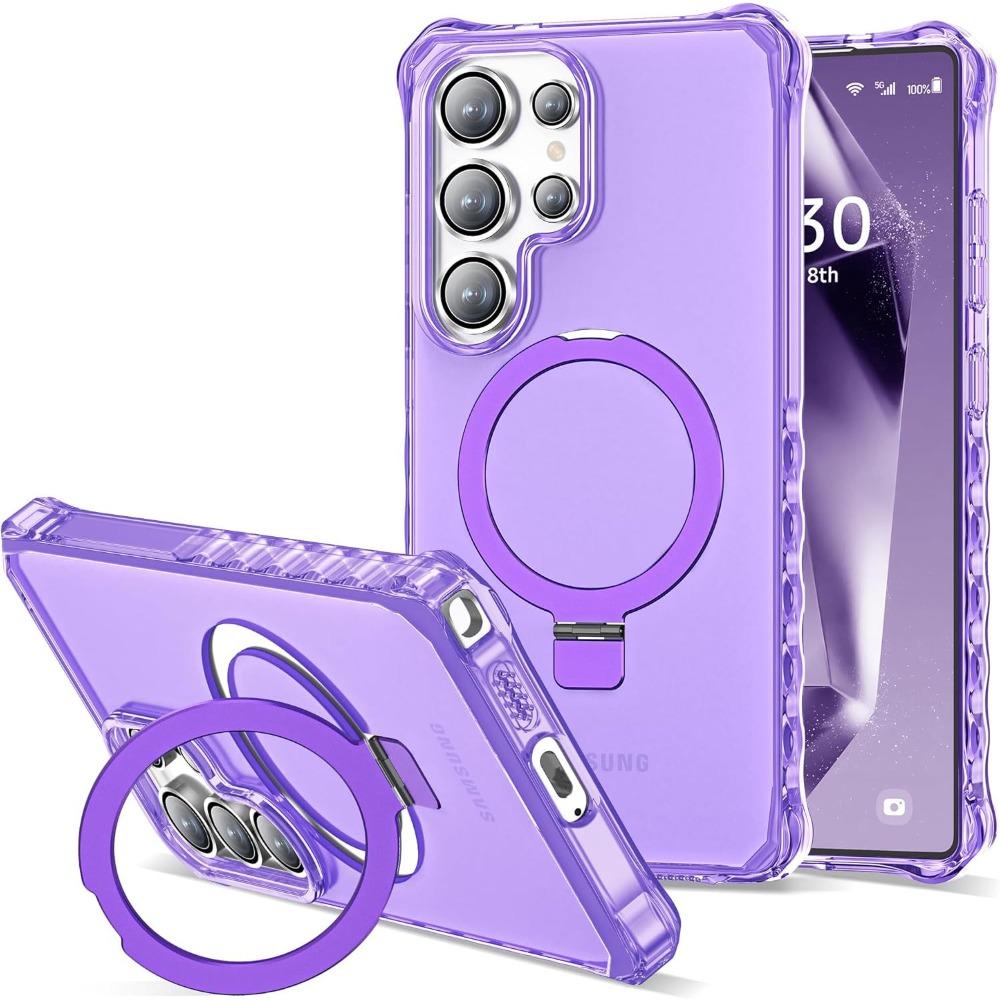 High Quality PC+TPU Magnetic 360°Rotating Ring Holder Case For Samsung Galaxy S26 S25 S24Ultra Plus For MagSafe Shockproof Cover
