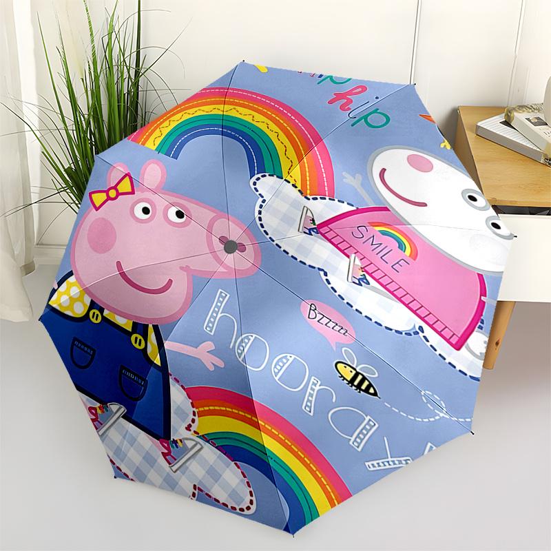 Peppa Pig Rainbow Automatic Opening Folding Umbrella - 8 Bone Iron Frame, Suitable for Fans, Travel, Daily Use, and Gift Giving0104377a