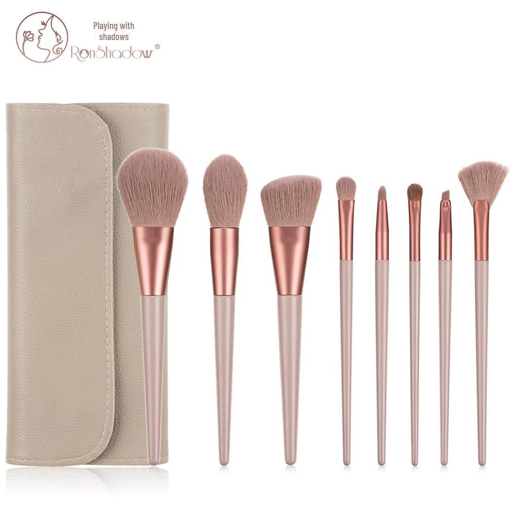 Nongying 8-Piece Animal Hair Makeup Brush Set with Storage Bucket for Beginners