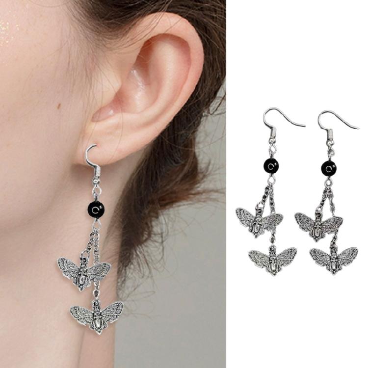 Death Moth Goth Earrings Dark Academia Jewelry Lightweight Zinc Alloy Studs Alternative Fashion Accessories