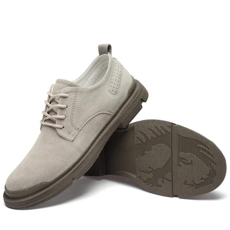 

EAEOVNI Повседневные кожаные мужские туфли, дышащие замшевые мужские туфли-оксфорды, хит продаж, повседневные туфли на плоской подошве с низким верхом 37-45 37 бежевый