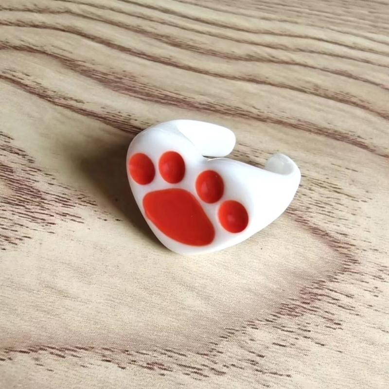 Resin Bear Paw Rings Casual Outfits Heart Open Rings Fashion Adjustable Finger Rings Personality Bear Paw Joint Rings