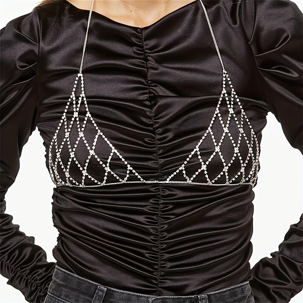 Xqwewanticedd Women's Silver European And American Jewelry, Personalized Hollow Mesh Claw Chain Full Of Diamond Clothing Sexy Geometric Bikini Body Chain