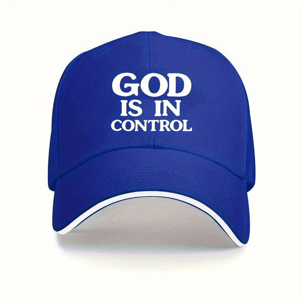 God In Control Baseball Cap Adjustable Lightweight Breathable Black Hat White Letters Unisex All Season Outdoor Sports