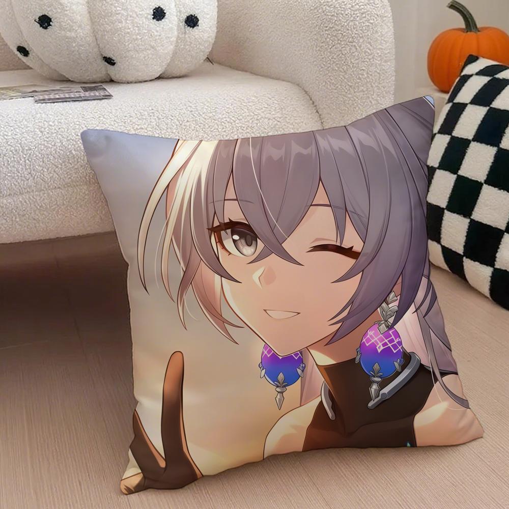 BBronya Star Rail Game Character Cushion Cover Throw Pillow Cover Hidden Button Durable Polyester Chair Cushion