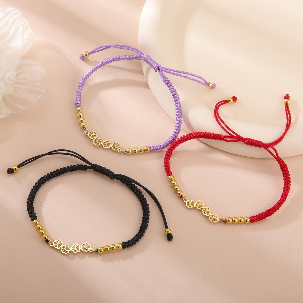 Cazador Hollow Cat Dog Bear Paw Bracelet on Hand Female Cute Animal Charm Kpop Stainless Steel Jewelryfriend Gift Wholesale