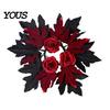 Realistic Festival Ornament Halloween Floral Candle Ring, Artificial Maple Rose Wreath for Scary Theme Party Decor Holder, Spooky Table Centerpiece