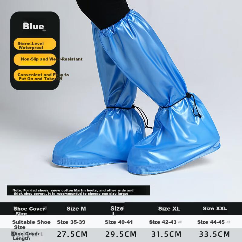 Jtrip Adult Rainproof Shoe Covers Non-slip Wear-resistant Thickened Rain Boots Long Tube Shoe Covers for Men and Women Size M 1 Pair